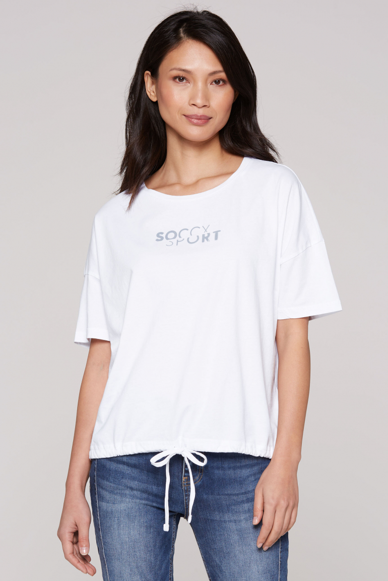T-Shirt Oversized mit Bindebandsaum opticwhite