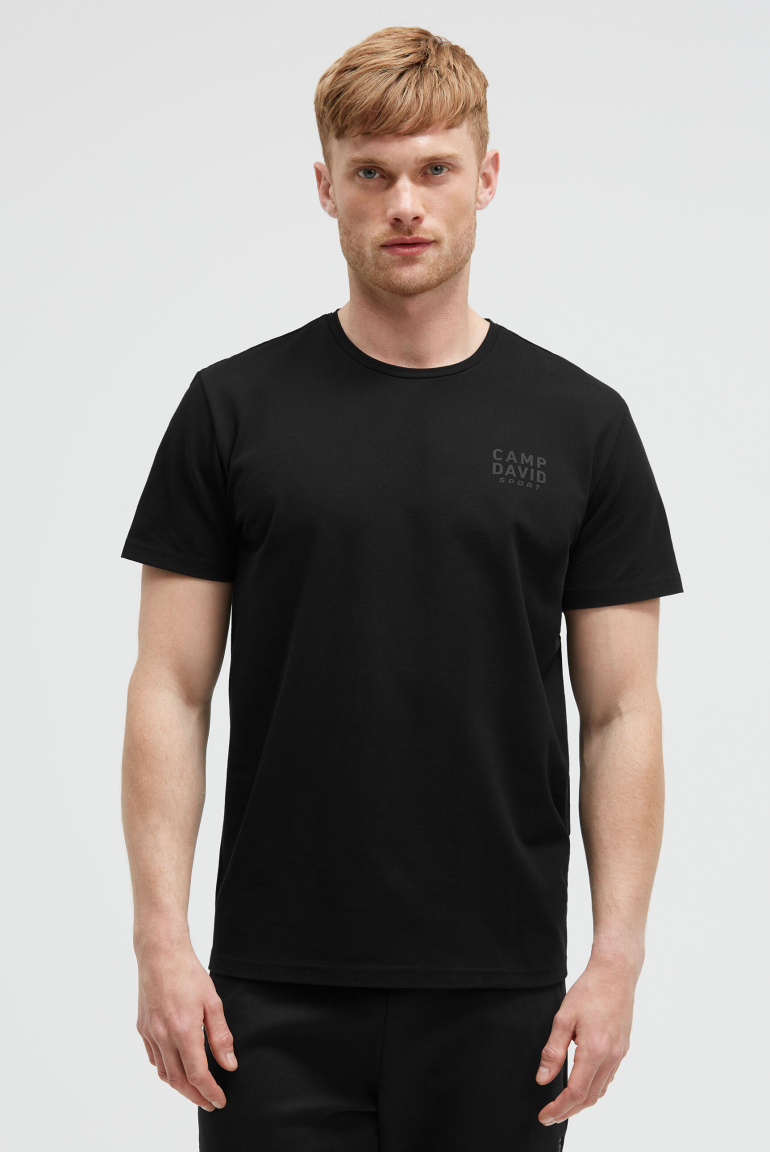 T-Shirt Rundhals aus Baumwoll-Pikee black