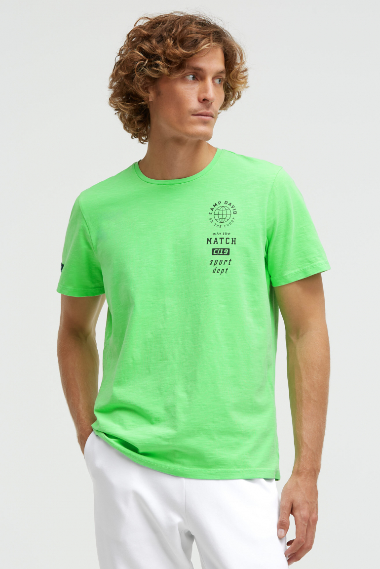 T-Shirt Rundhals mit kleinen Folienprints tech green