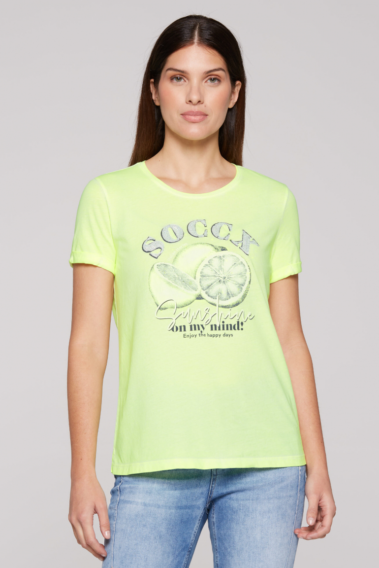 T-Shirt Rundhals mit Photoprint summer lime