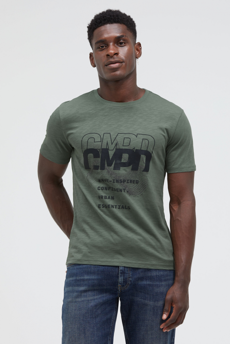 T-Shirt Rundhals mit Rubber Artwork sage