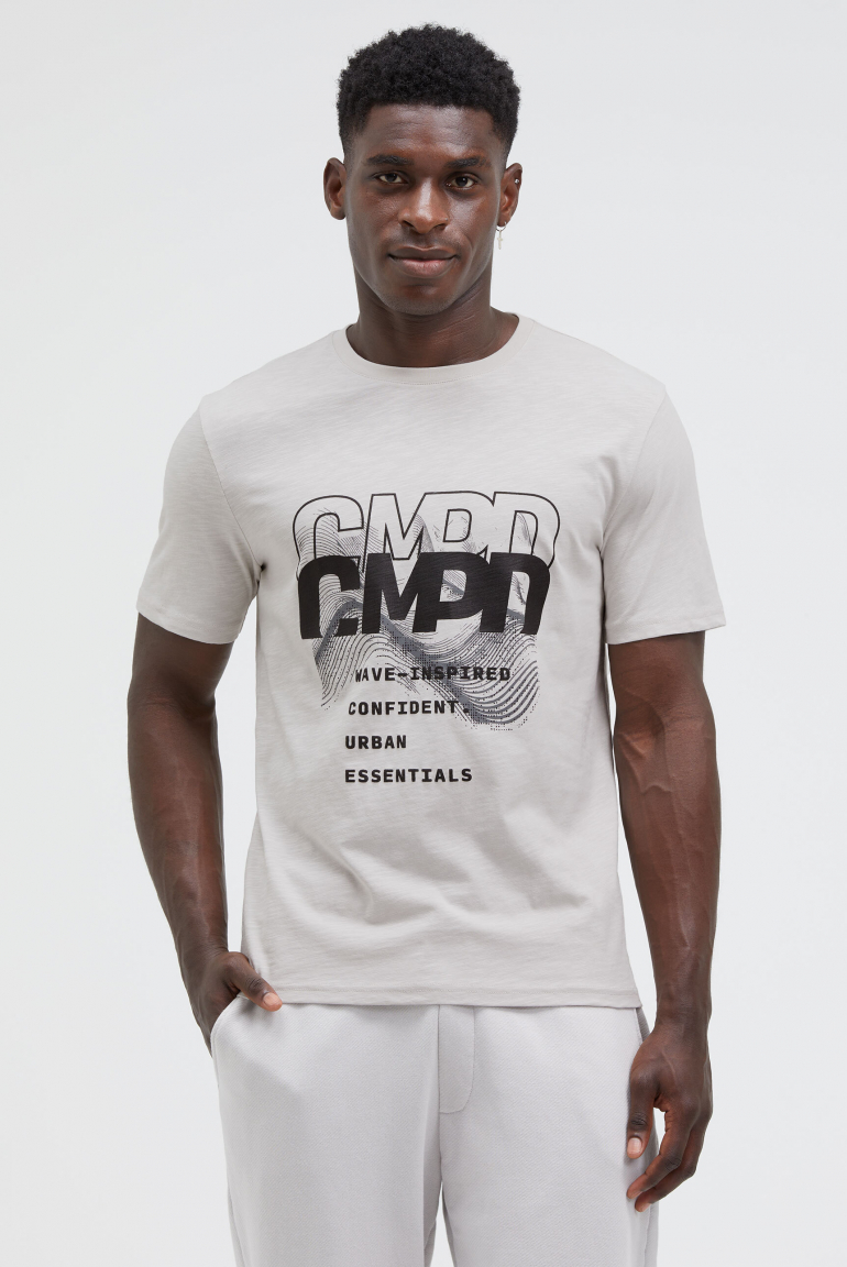 T-Shirt Rundhals mit Rubber Artwork stone