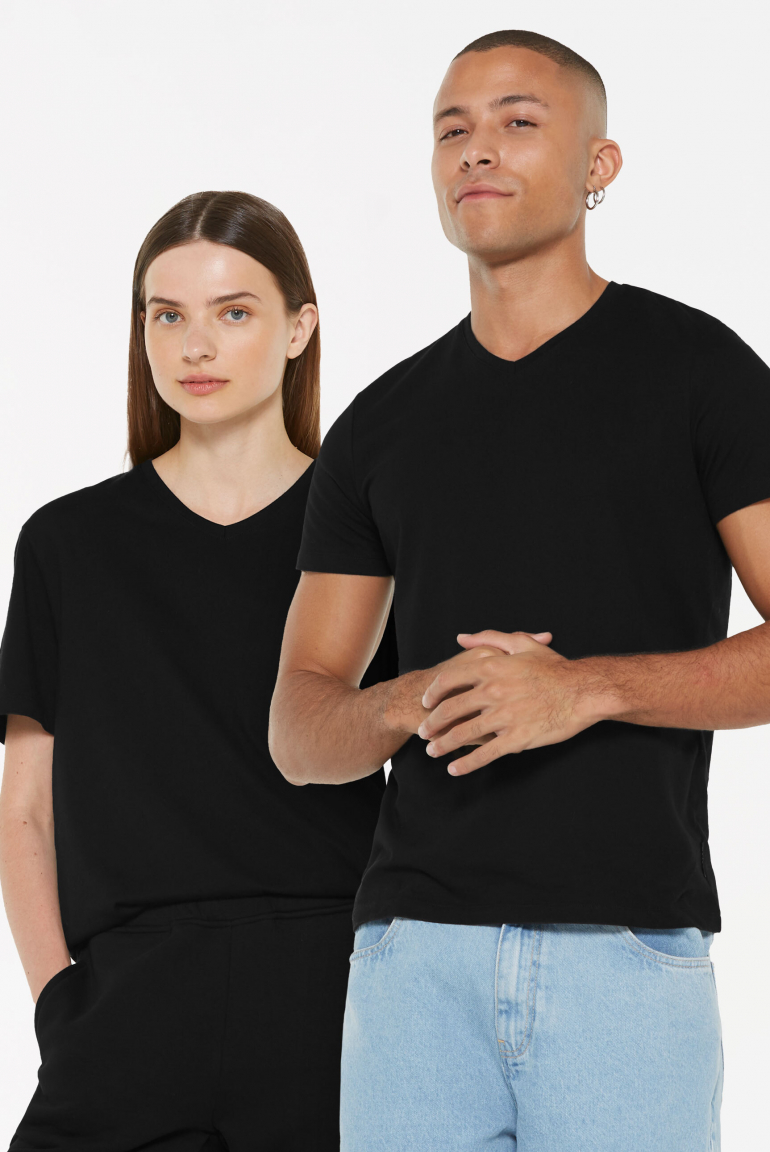 T-Shirt V-Neck, 2er-Pack black / black