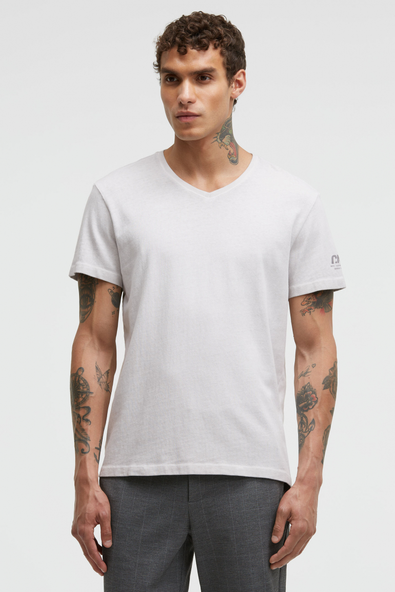 T-Shirt V-Neck Inside Oil Dyed stone