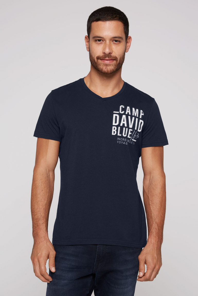 T-Shirt V-Neck mit Logo Artwork nautic navy