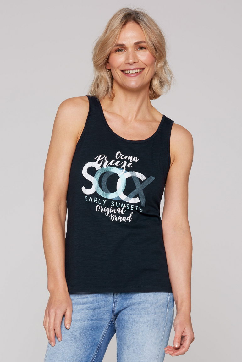 Tanktop mit Label Print blue navy