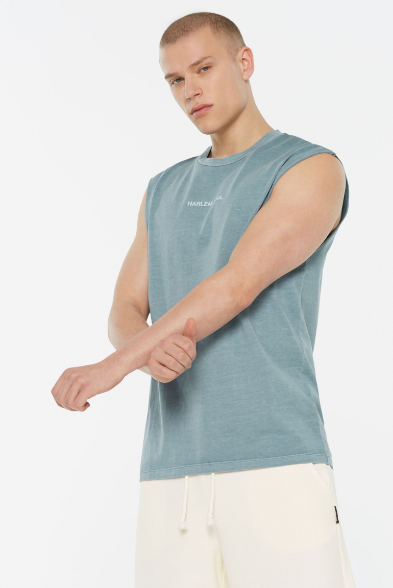 THE-O Muskelshirt printed fog blue