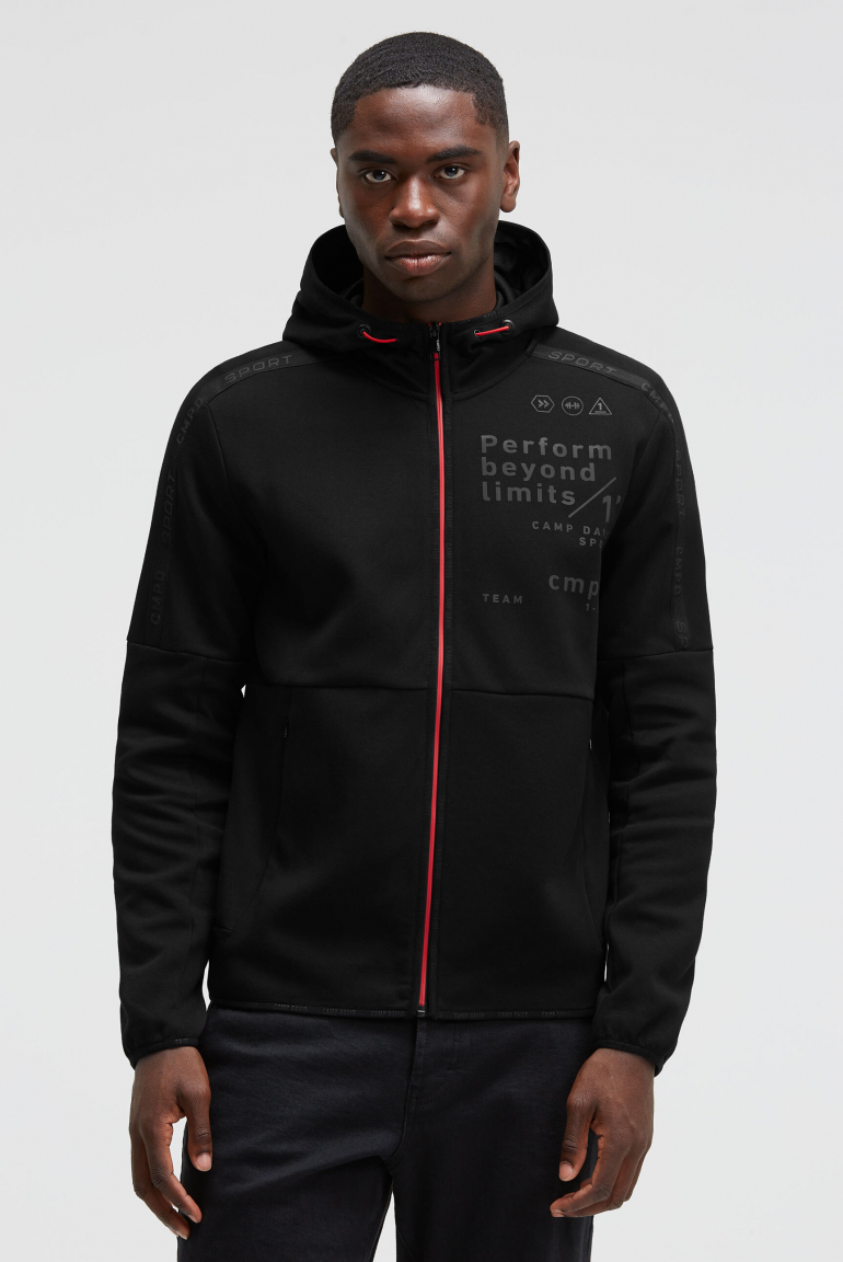 Trainingsjacke aus Interlock mit Kapuze und Artworks black