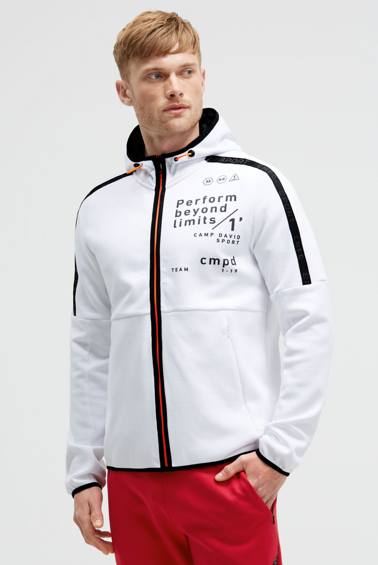Trainingsjacke aus Interlock mit Kapuze und Artworks opticwhite