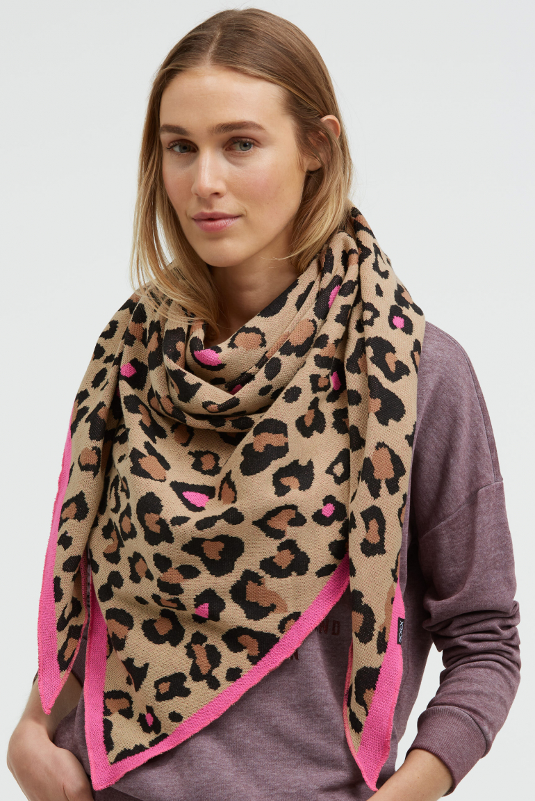 Triangle-Tuch mit Animal Intarsia pinky leo