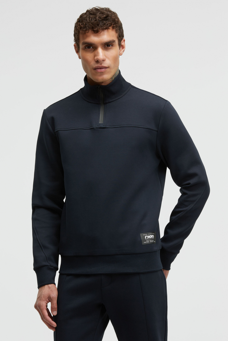 Troyer-Sweatshirt in Scuba-Qualität true navy