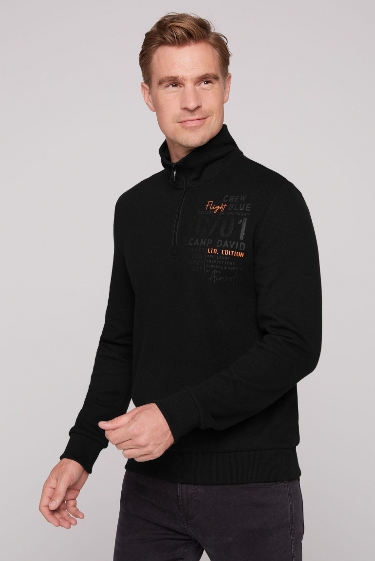 Troyer-Sweatshirt mit Backprint black