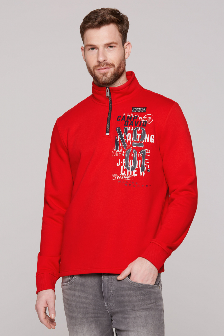 Troyer-Sweatshirt mit Rücken-Print speed red
