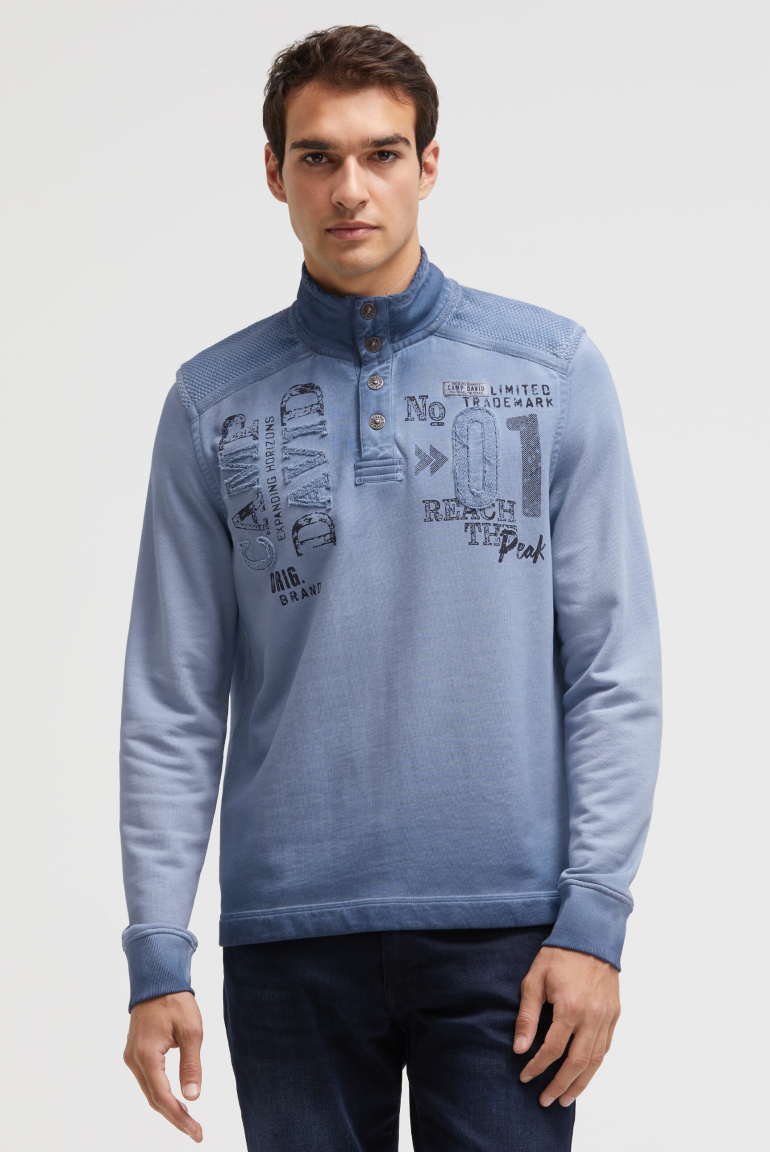 Troyer-Sweatshirt mit Strick-Details und Artworks vintage indigo
