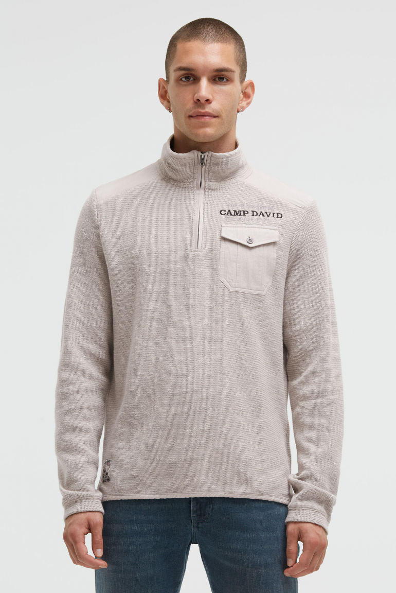 Troyer-Sweatshirt mit Twill-Details silvery
