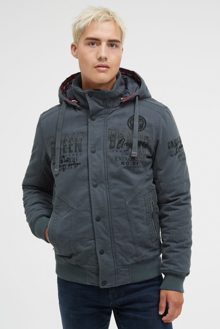 Wattierter Blouson mit Kapuze und Artworks blue shade