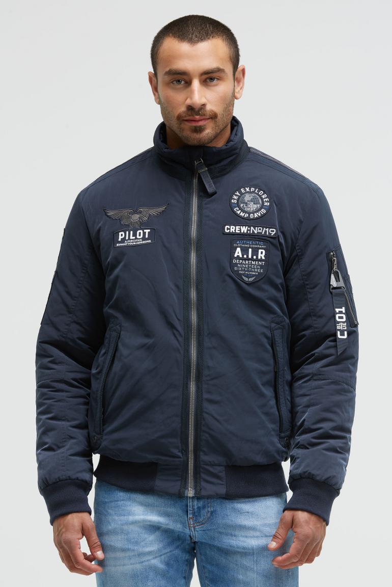 Wattierter Fliegerblouson mit Label Patches blue navy