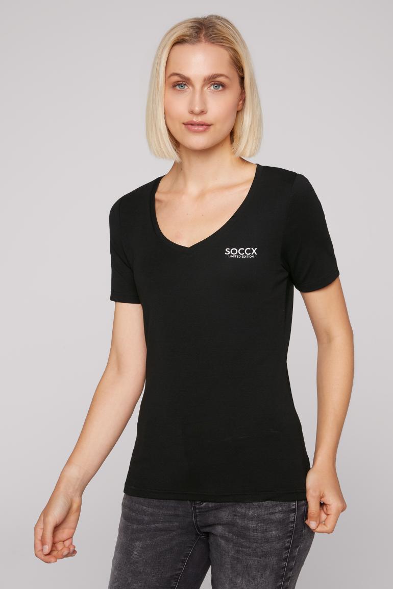 CAMP DAVID & SOCCX | Basic T-Shirt mit V-Ausschnitt black