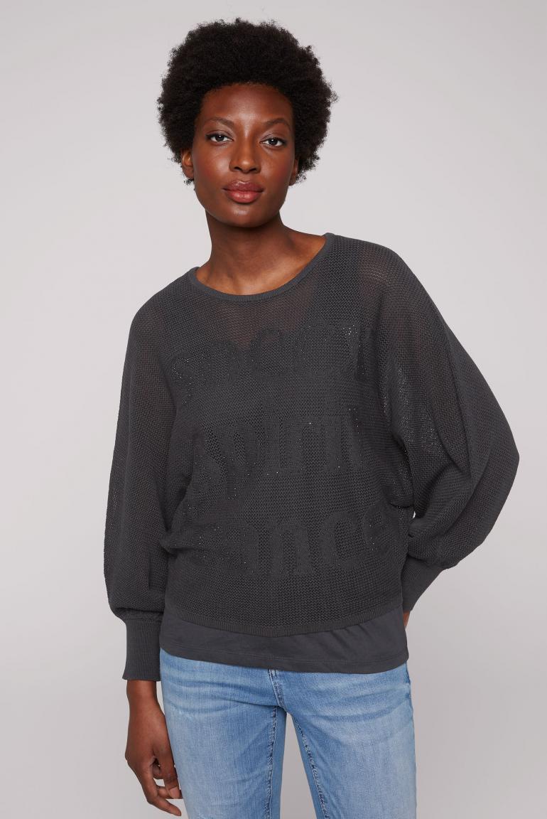 Cropped Mesh-Pullover mit Top, 2-in-1 anthra - CAMP DAVID & SOCCX