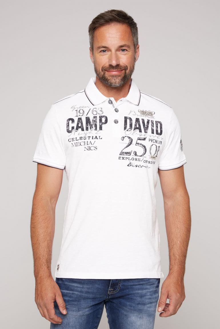 CAMP DAVID & SOCCX | Poloshirt mit Label-Applikationen opticwhite