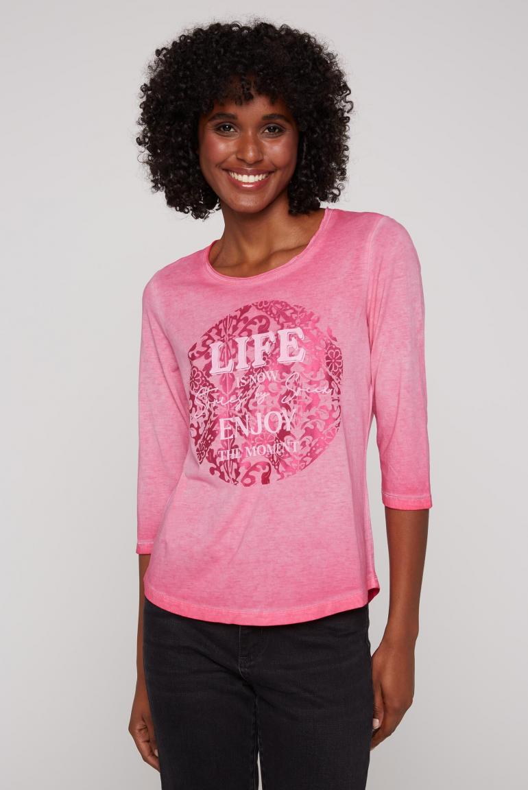 CAMP DAVID & SOCCX | Shirt mit 3/4-Arm und rundem Print happy pink