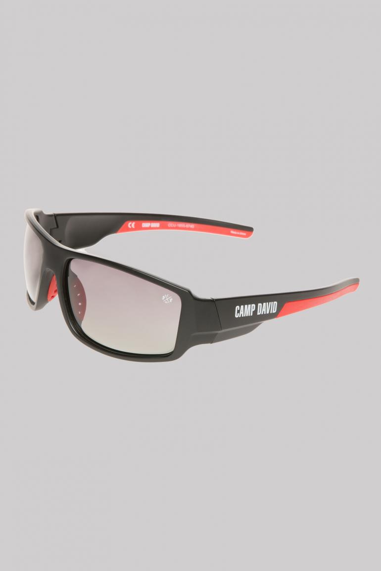 CAMP DAVID & SOCCX Sport-Sonnenbrille / black polarisiert red 