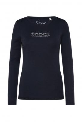 SOCCX mit blue Foliendruck | Langarmshirt Basic DAVID CAMP & navy