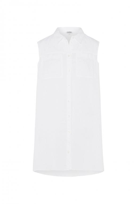 Ärmellose Bluse aus Leinen opticwhite