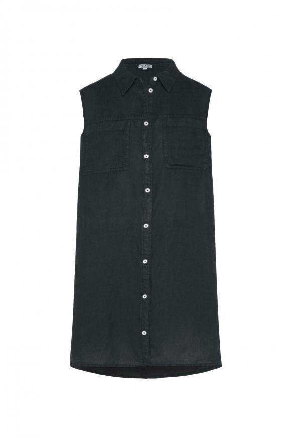 Ärmellose Bluse aus Leinen black