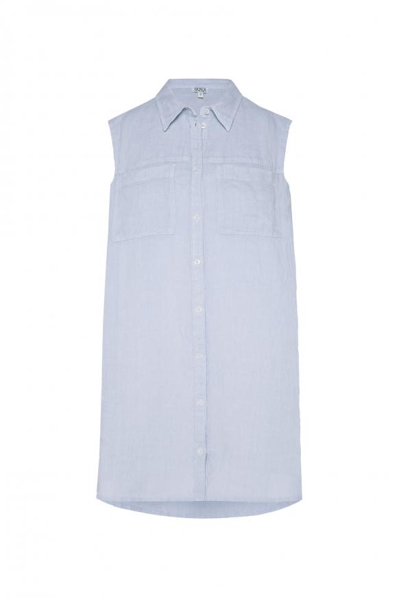 Ärmellose Bluse aus Leinen light blue