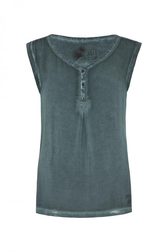 Ärmellose Bluse mit Rücken-Artwork green leaf