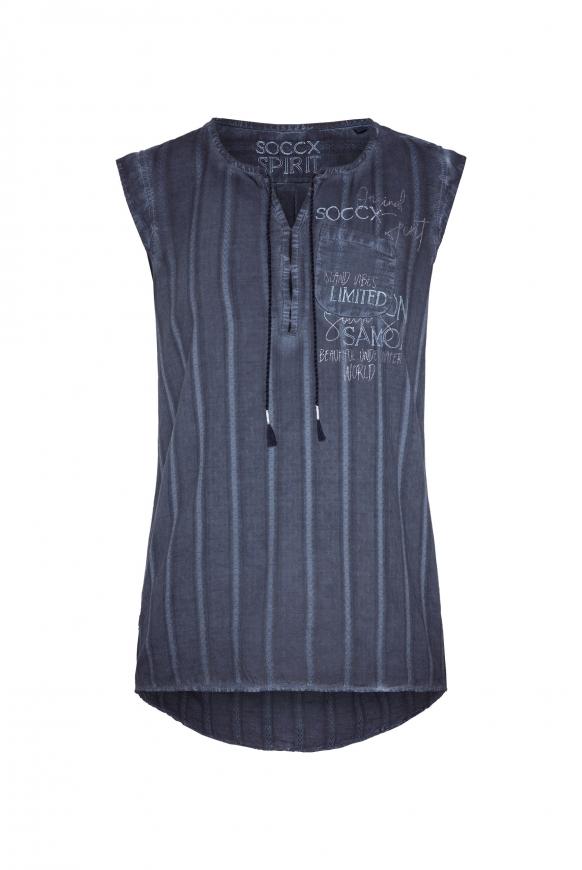 Ärmellose Bluse mit Rücken-Artwork pacific navy