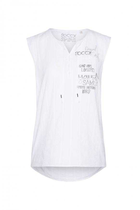 Ärmellose Bluse mit Rücken-Artwork opticwhite