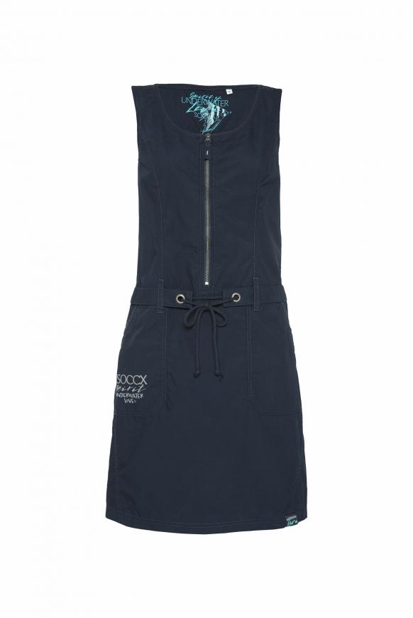 Ärmelloses Kleid mit Gürtel und Label Prints blue navy