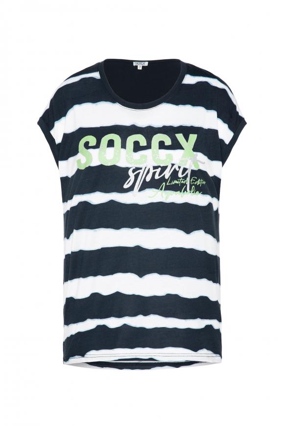 Ärmelloses Streifenshirt mit Glitzer-Logo blue navy