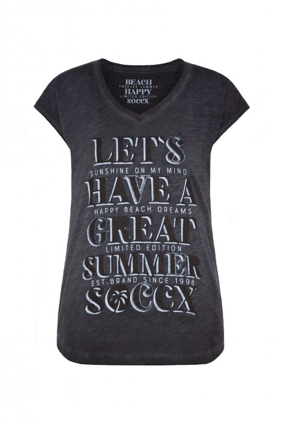 Ärmelloses V-Shirt mit Wording Print black