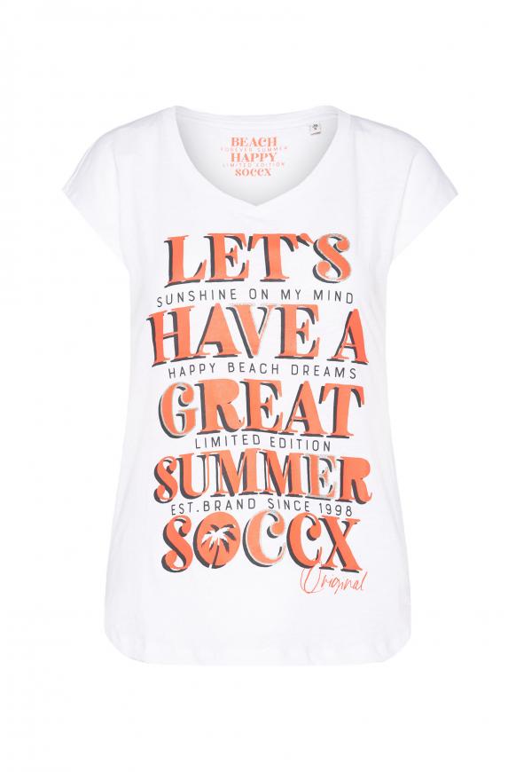Ärmelloses V-Shirt mit Wording Print opticwhite