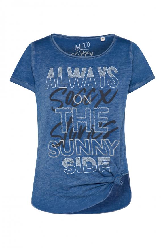Ausbrenner-Shirt mit Glitter Puff Print wave blue