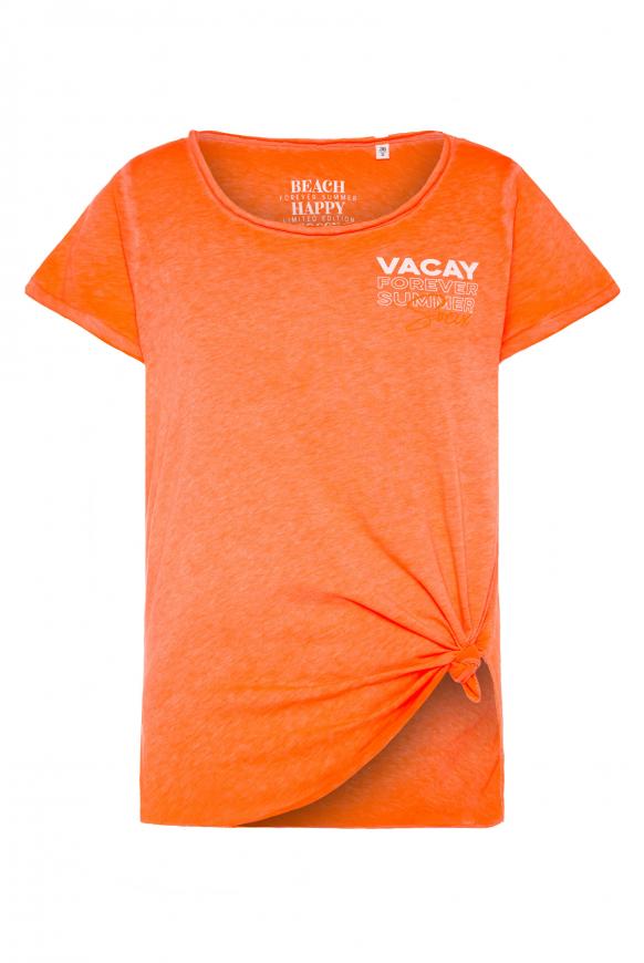 Ausbrenner-Shirt mit Label Prints neon lobster
