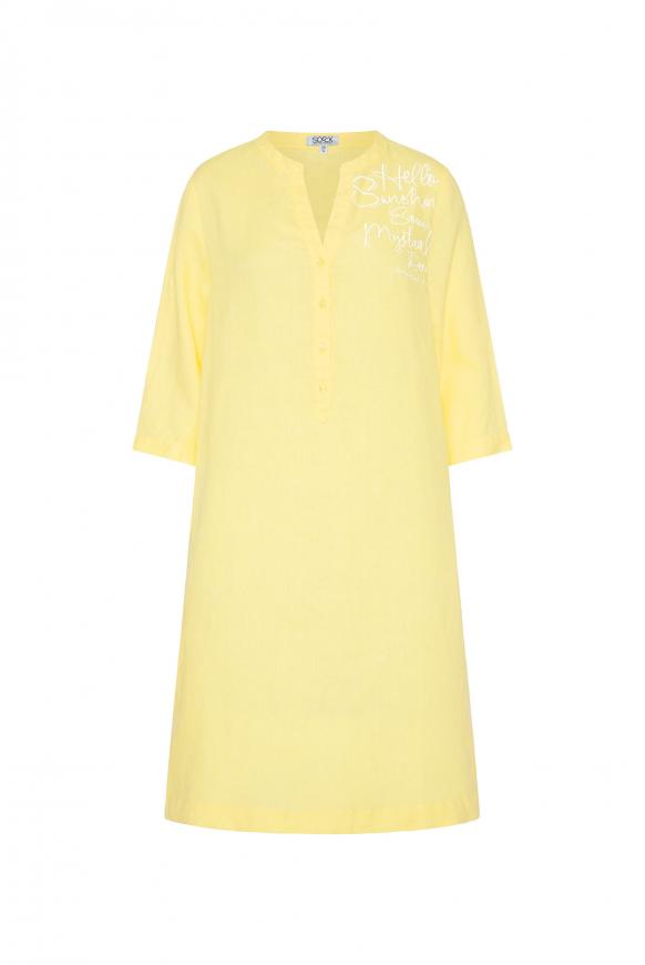 Ausgestelltes Leinenkleid mit Print faded yellow