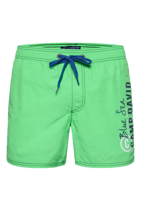 Badeshorts mit Logo Print electric green