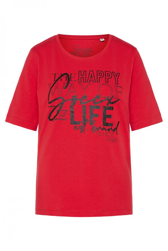 Basic Kurzarm-Shirt mit Glitter Print flame scarlet