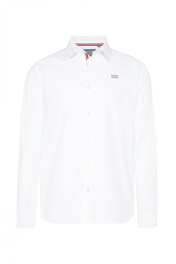 Basic Langarmhemd mit Logostick opticwhite