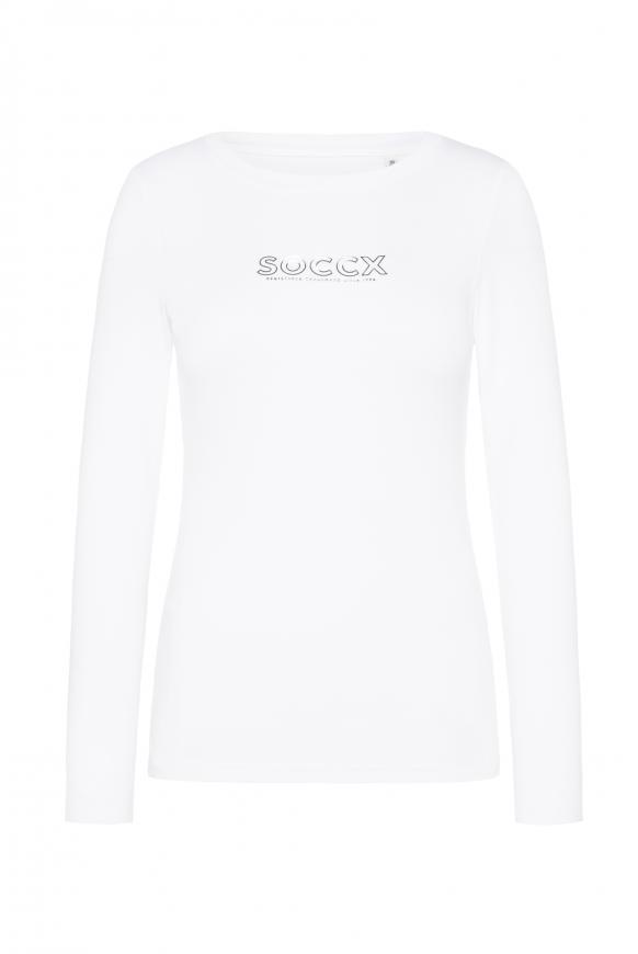 Basic Langarmshirt mit Foliendruck opticwhite