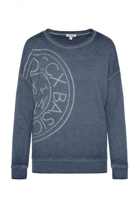 Basic Sweatshirt mit Glitter Print blue navy