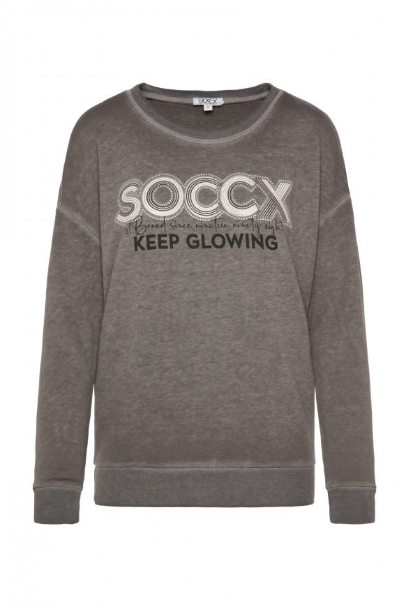 Basic Sweatshirt mit Glitter Print dark ash