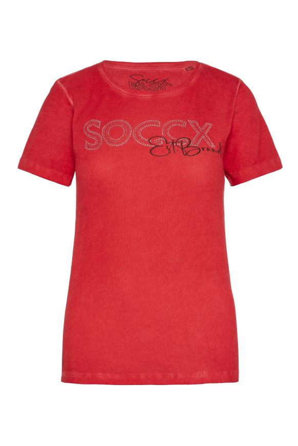 Basic T-Shirt mit Logo Artwork flame scarlet
