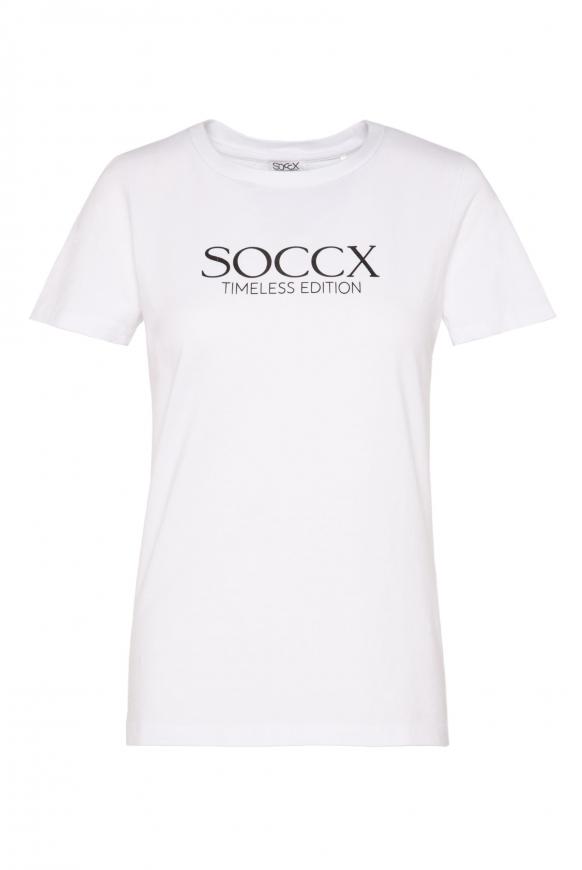 Basic T-Shirt mit Logo Print opticwhite