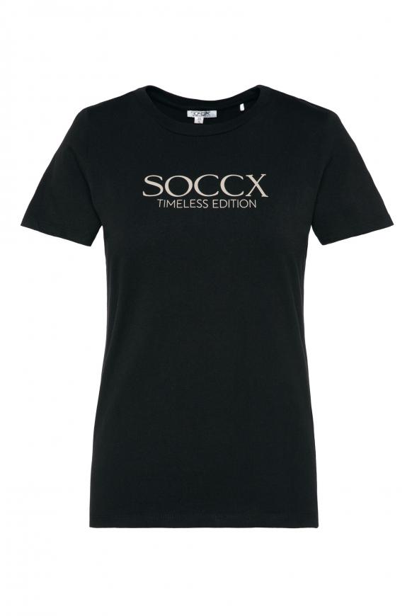 Basic T-Shirt mit Logo Print black
