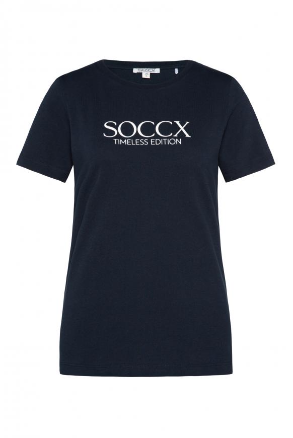 Basic T-Shirt mit Logo Print blue navy